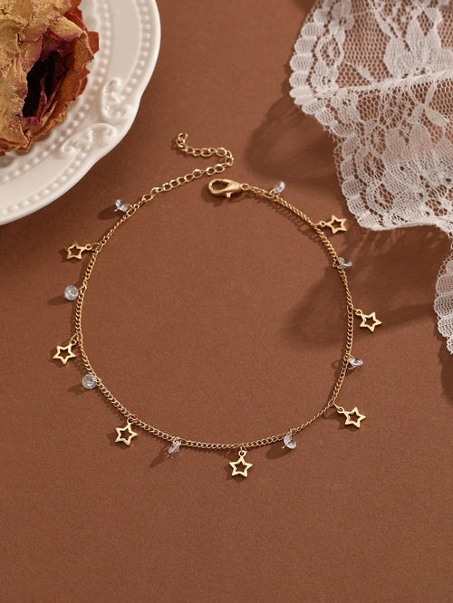 QIAMNI Summer Bohemia Crystal Cubic Zirconia Anklet For Women Girls