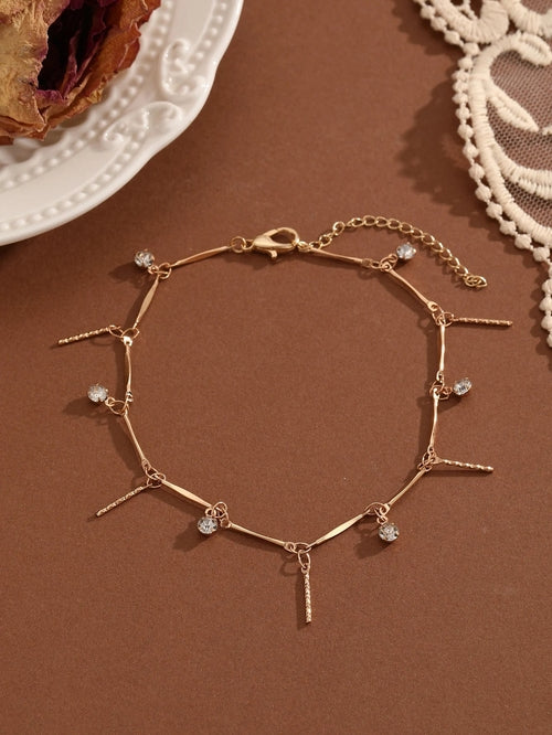 QIAMNI Summer Bohemia Crystal Cubic Zirconia Anklet For Women Girls